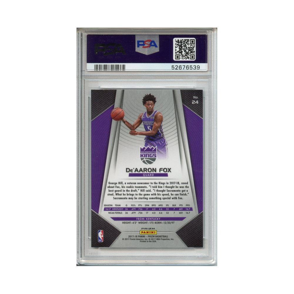 De'Aaron-Fox-Silver-Prizm-2017-Prizm-PSA-10-Rückseite