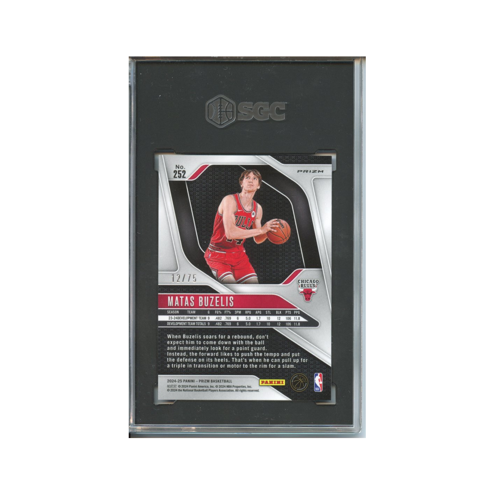 Matas-Buzelis-Purple-Fast-Break-Prizm-12/75-2024-25-Panini-Prizm-SGC-10-Rückseite