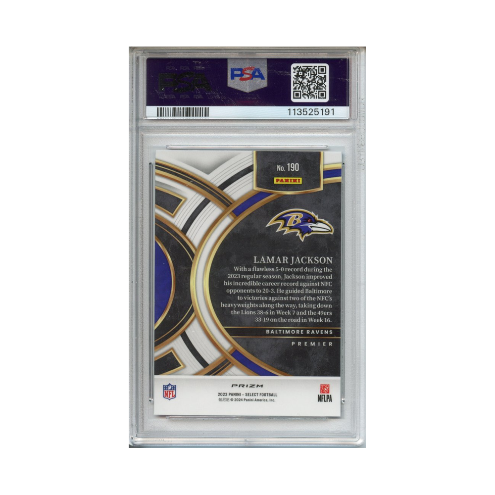 Lamar-Jackson-Cosmic-2023-Select-PSA-10-Rückseite