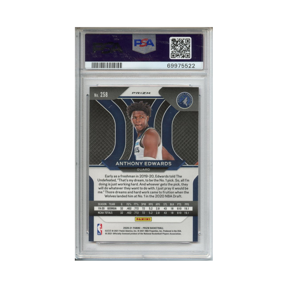 Anthony-Edwards-Pink-Ice-2020-Panini-Prizm-PSA-10-Rückseite