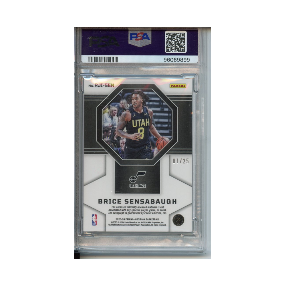 Brice-Sensabaugh-Rookie-Jersey-Ink-EE-Green-2023-Obsidian-PSA-10-Rückseite