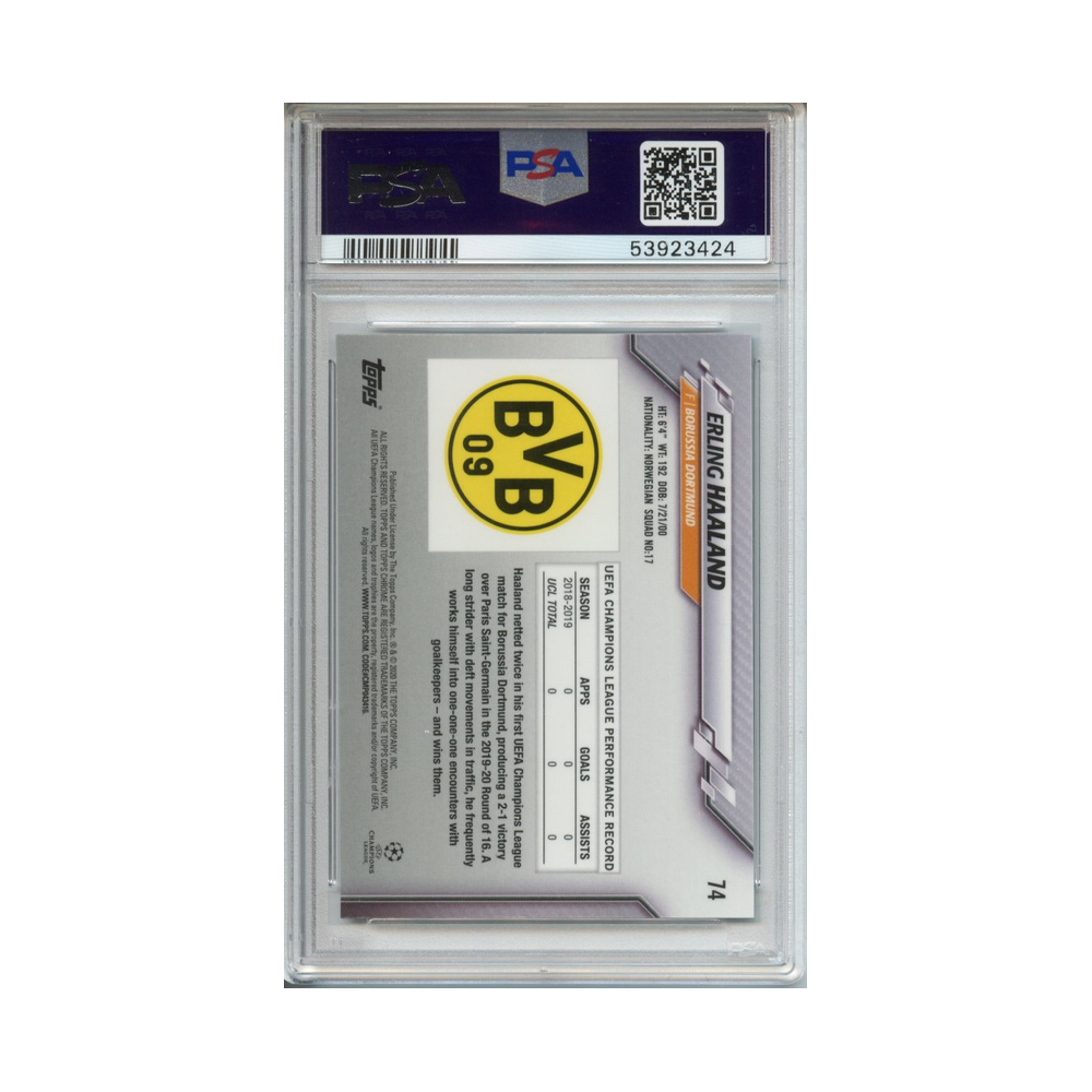 Erling-Haaland-Sapphire-Edition-2019-Topps-Chrome-UCL-PSA-9-Rückseite