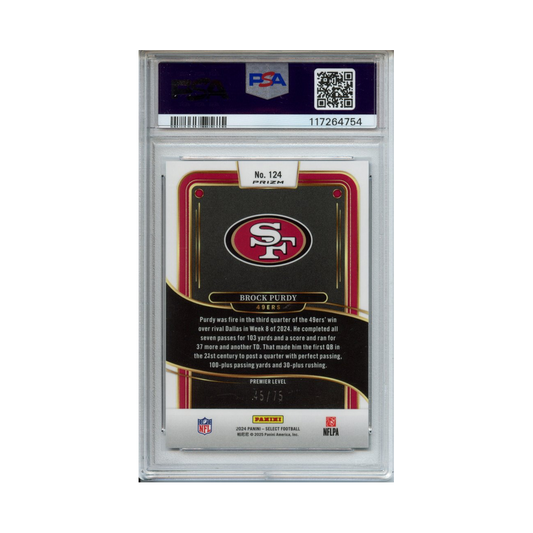 Brock-Purdy-Purple-Prizm-2024-Select-PSA-10-Rückseite