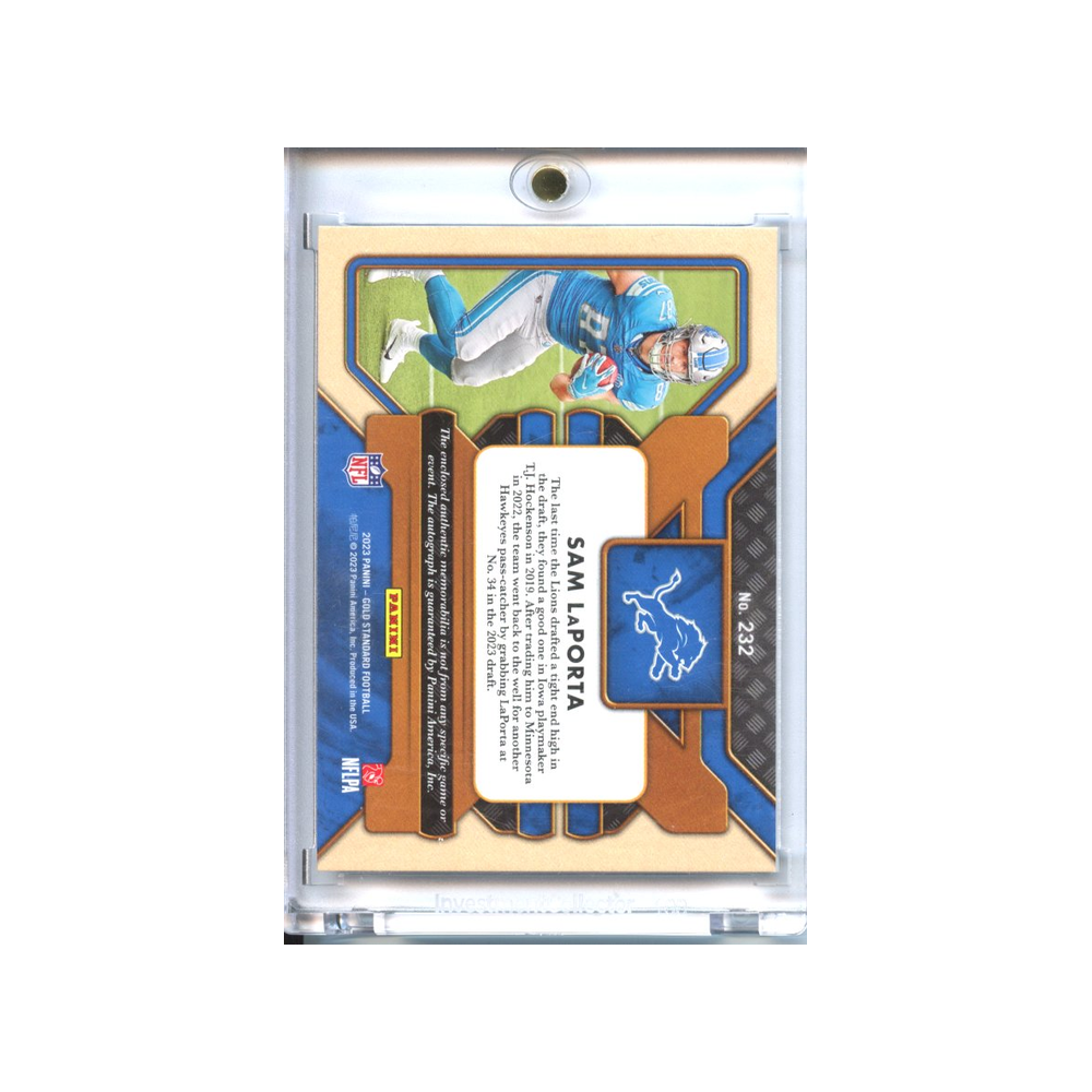 Sam-LaPorta-Patch-Auto-/49-2023-Gold-Standard-Rückseite