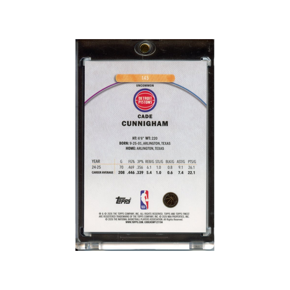 Cade-Cunningham-Orange-Geometric-/25-2025-Topps-Finest-Rückseite