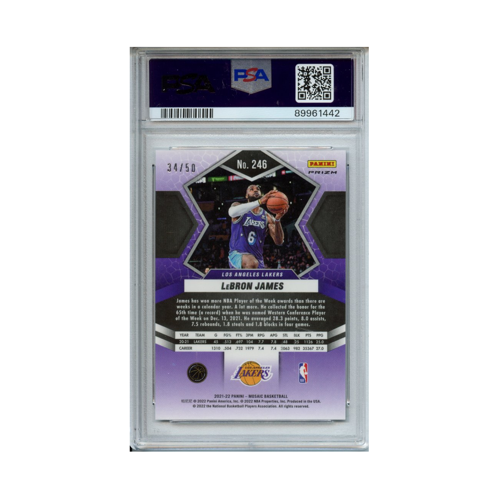 Lebron-James-Purple-Fast-Break-2021-Mosaic-PSA-10-Rückseite