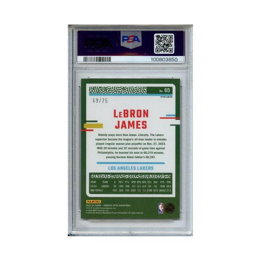 Lebron-James-Fast-Break-Red-2023-Donruss-Optic-PSA-9-Rückseite