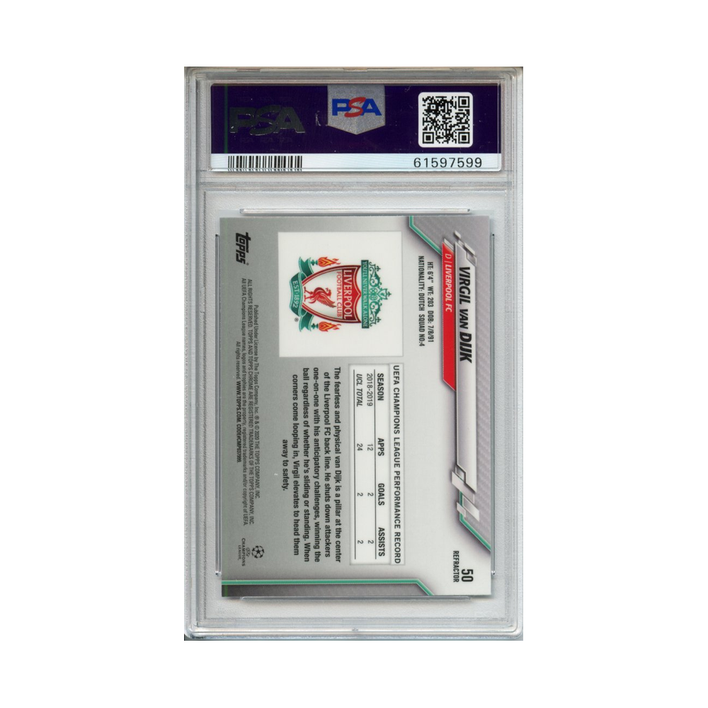 Virgil-Van-Dijk-Refractor-2019-Topps-Chrome-UCL-PSA-10-Rückseite