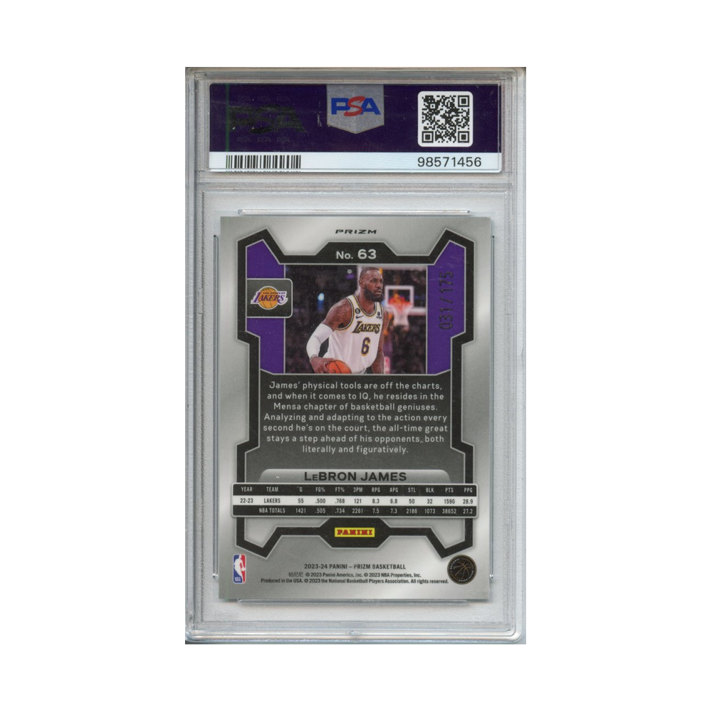 Lebron-James-White-Prizm-2023-Prizm-PSA-10-Rückseite