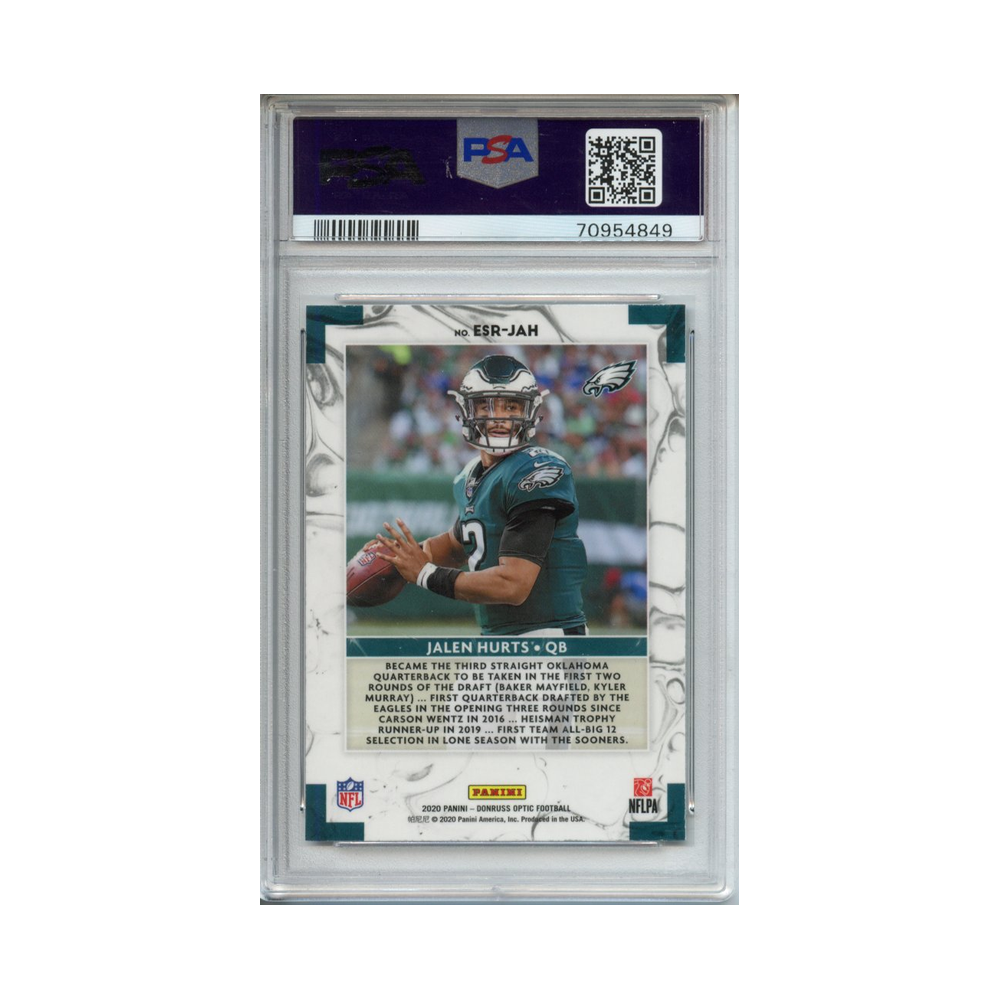 Jalen-Hurts-Elite-Series-Rookies-2020-Panini-Donruss-Optic-PSA-10-Rückseite