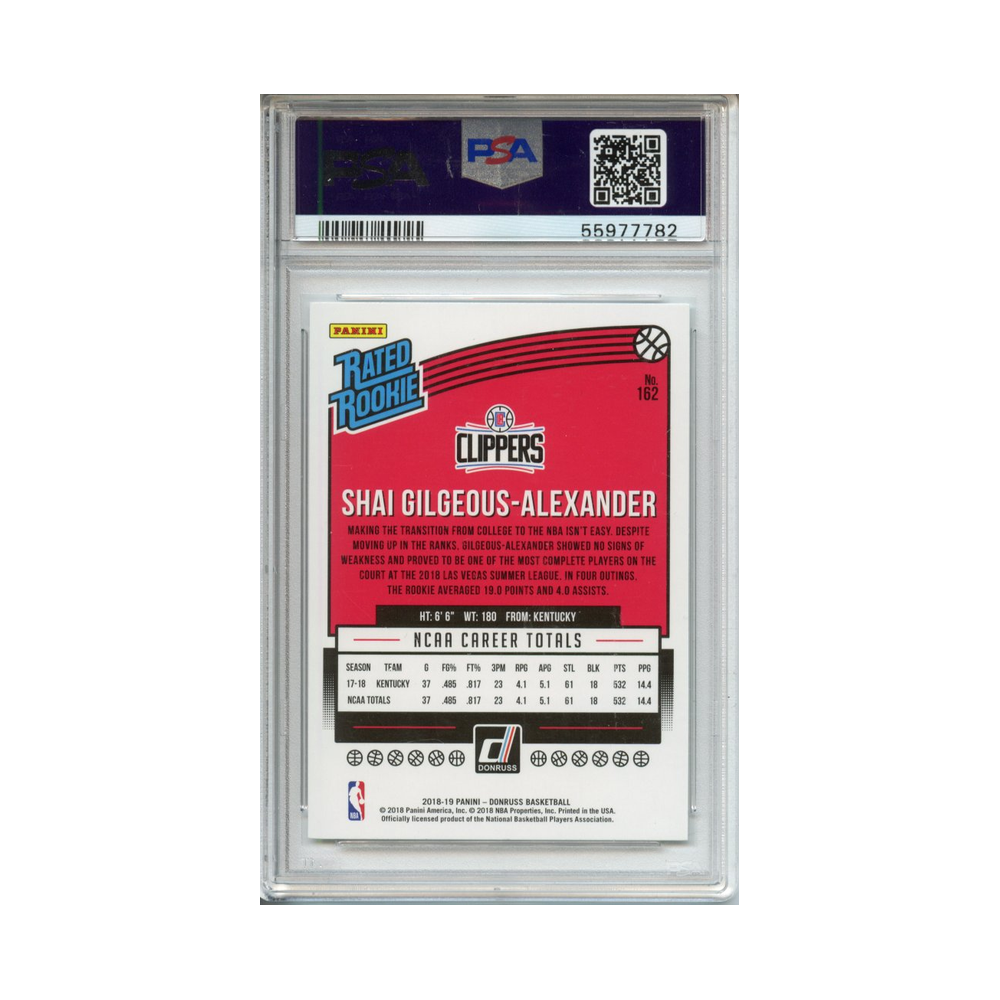 Shai-Gilgeous-Alexander-2018-Panini-Donruss-PSA-9-Rückseite