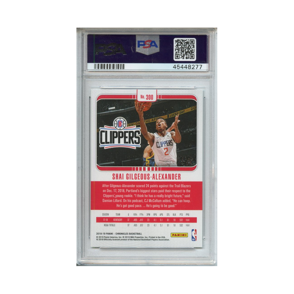 Shai-Gilgeous-Alexander-2018-Panini-Chronicles-PSA-10-Rückseite