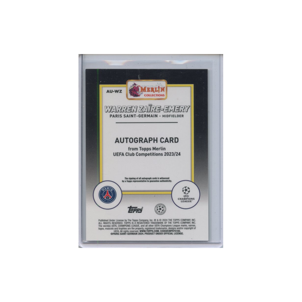Warren-Zaire-Emery-Autograph-Gold-Refractor-2023-Topps-Merlin-Rückseite