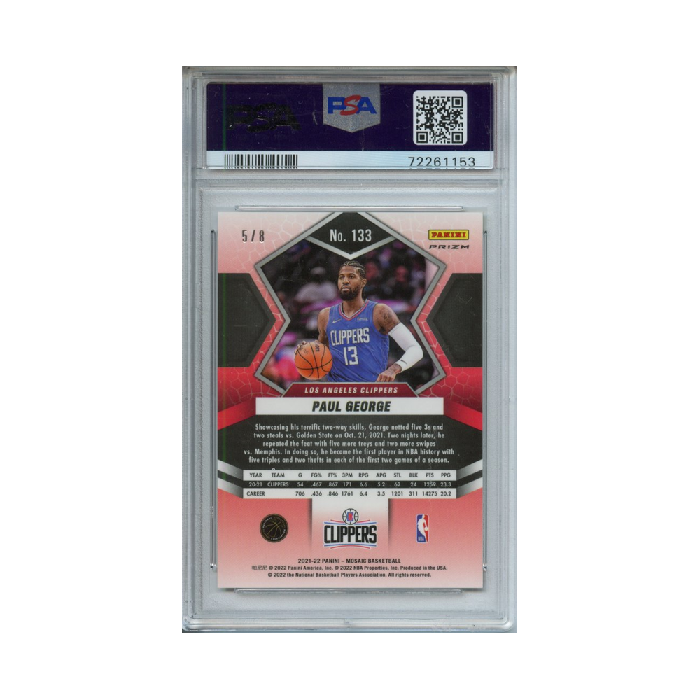Paul-George-Black/Gold-Choice-2021-Mosaic-PSA-10-Rückseite