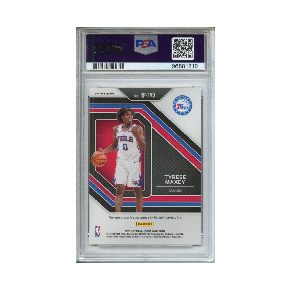 Tyrese-Maxey-Rookie-Penmanship--Silver-Prizm-2020-Panini-Prizm-PSA-10-Rückseite