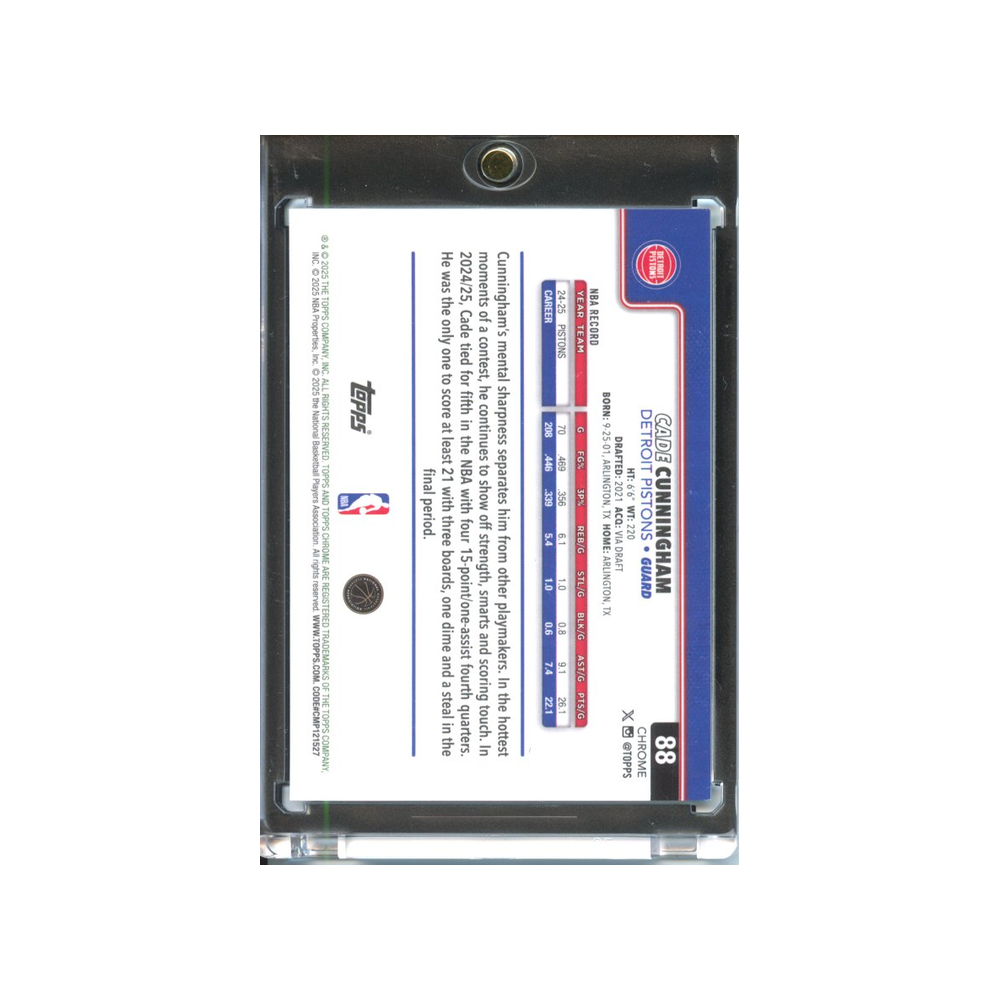 Cade-Cunningham-Green-Speckle-/99-2025-Topps-Chrome-Rückseite