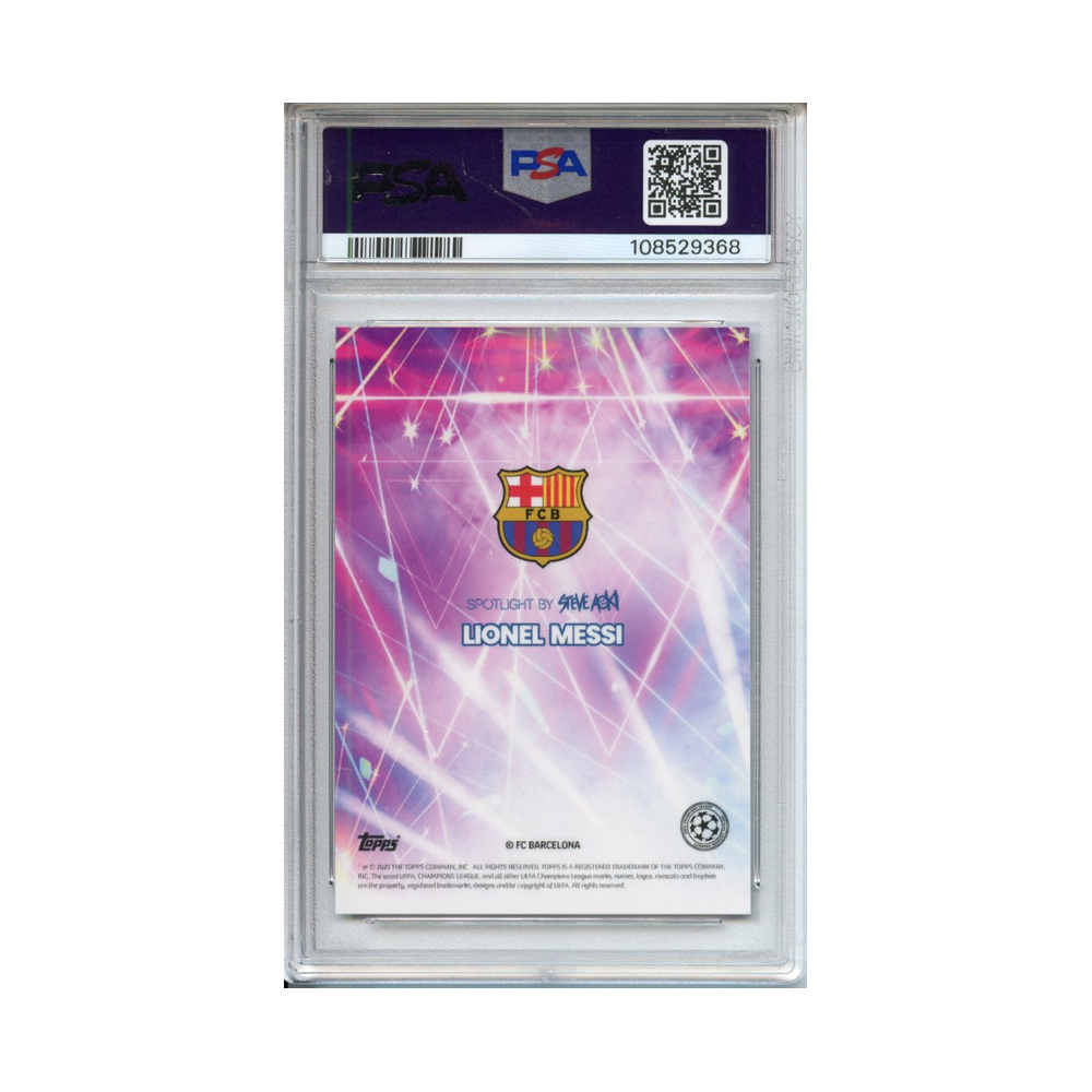 Lionel-Messi-Steve-Aoki-UCL-2020/21-Topps-Football-Festival-PSA-10-Rückseite