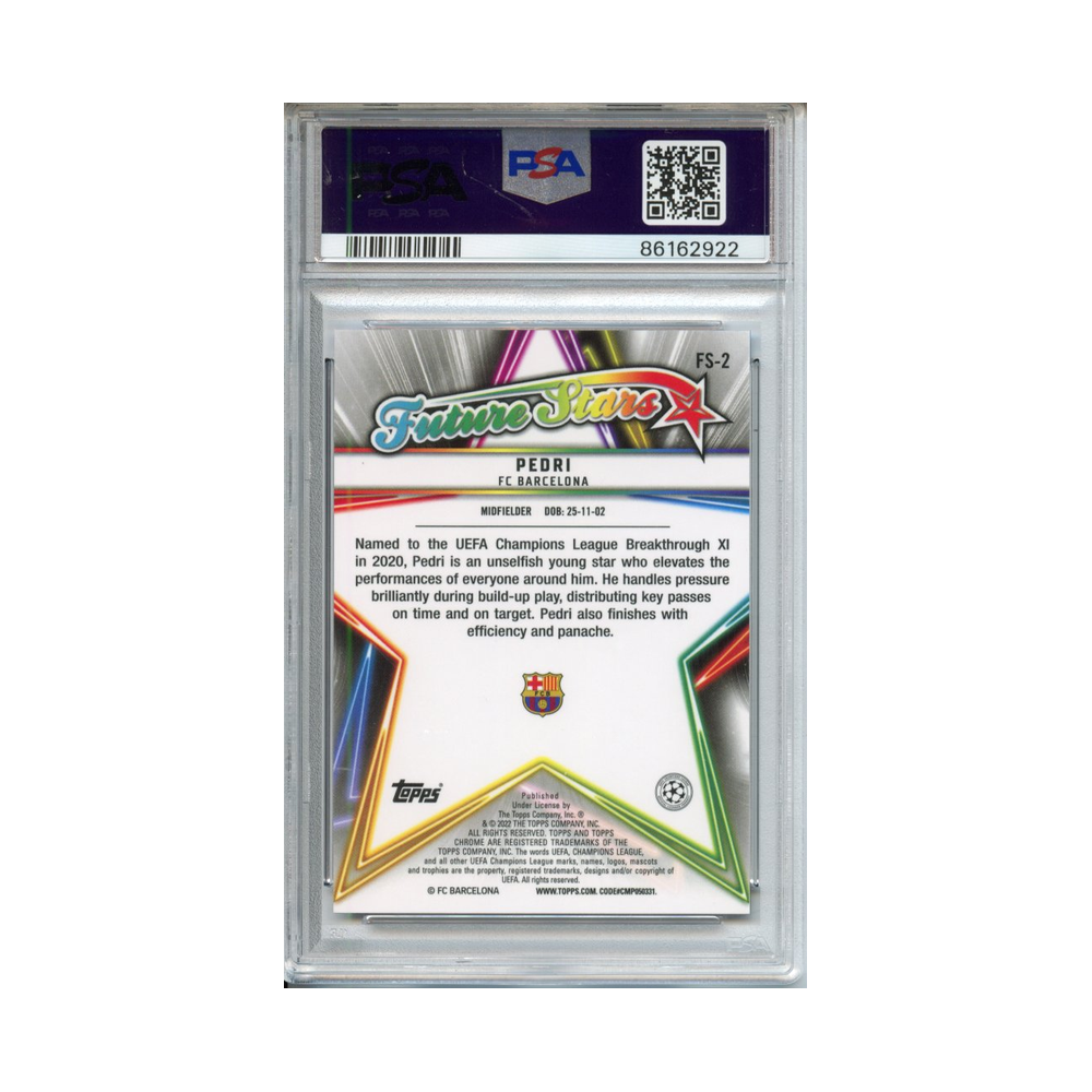 Pedri-Future-Stars-2021-22-Topps-Chrome-S/E-UCL-PSA-10-Rückseite