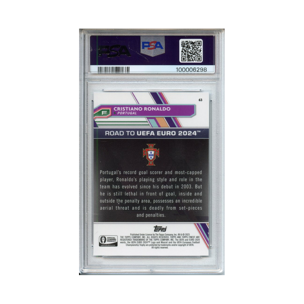 Cristiano-Ronaldo-2023-Finest-UEFA-RD/-Euro'24-PSA-10-Rückseite