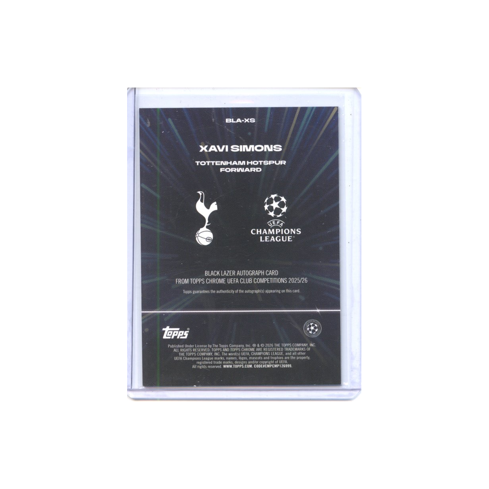 Xavi-Simons-Autograph-Black-Lazer-2025-Topps-Chrome-Rückseite
