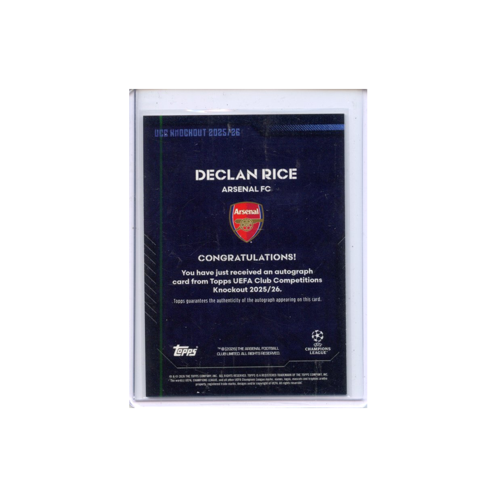 Declan-Rice-Autograph-Knockout-/99-2025-Topps-Rückseite