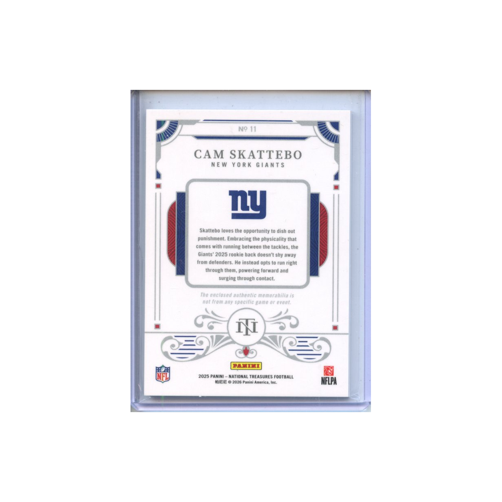 Cam-Skattebo-Patch-/49-2025-National-Treasures-Rückseite