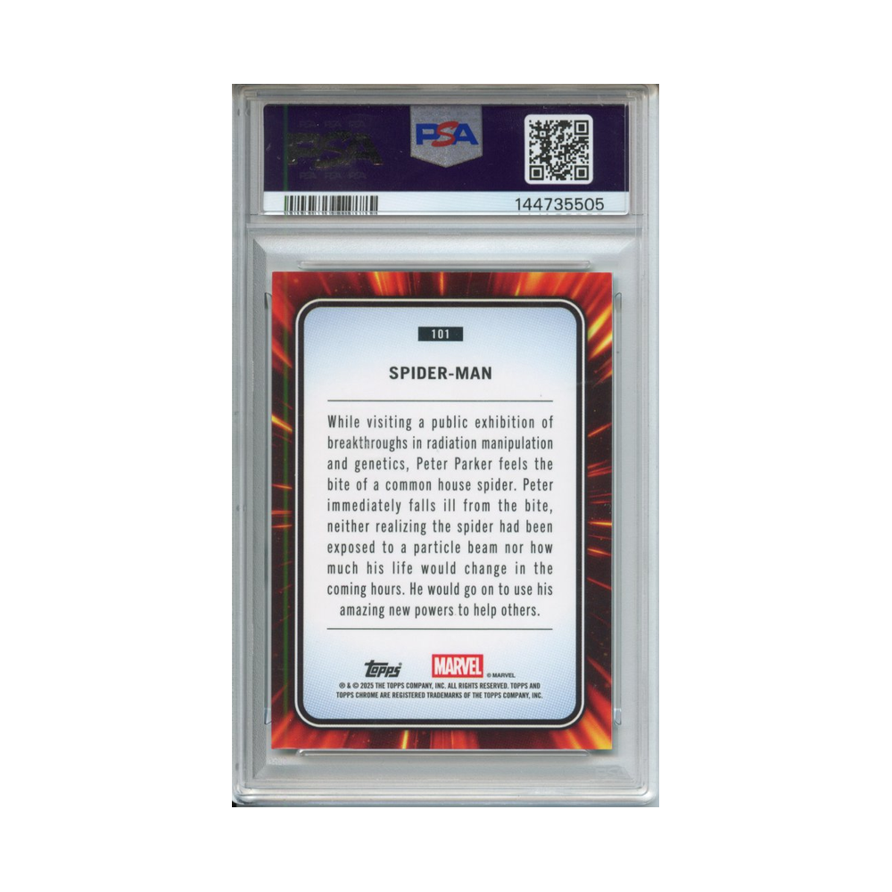 Spider-Man-Aqua-2025-Marvel-Sapphire-PSA-9-Rückseite
