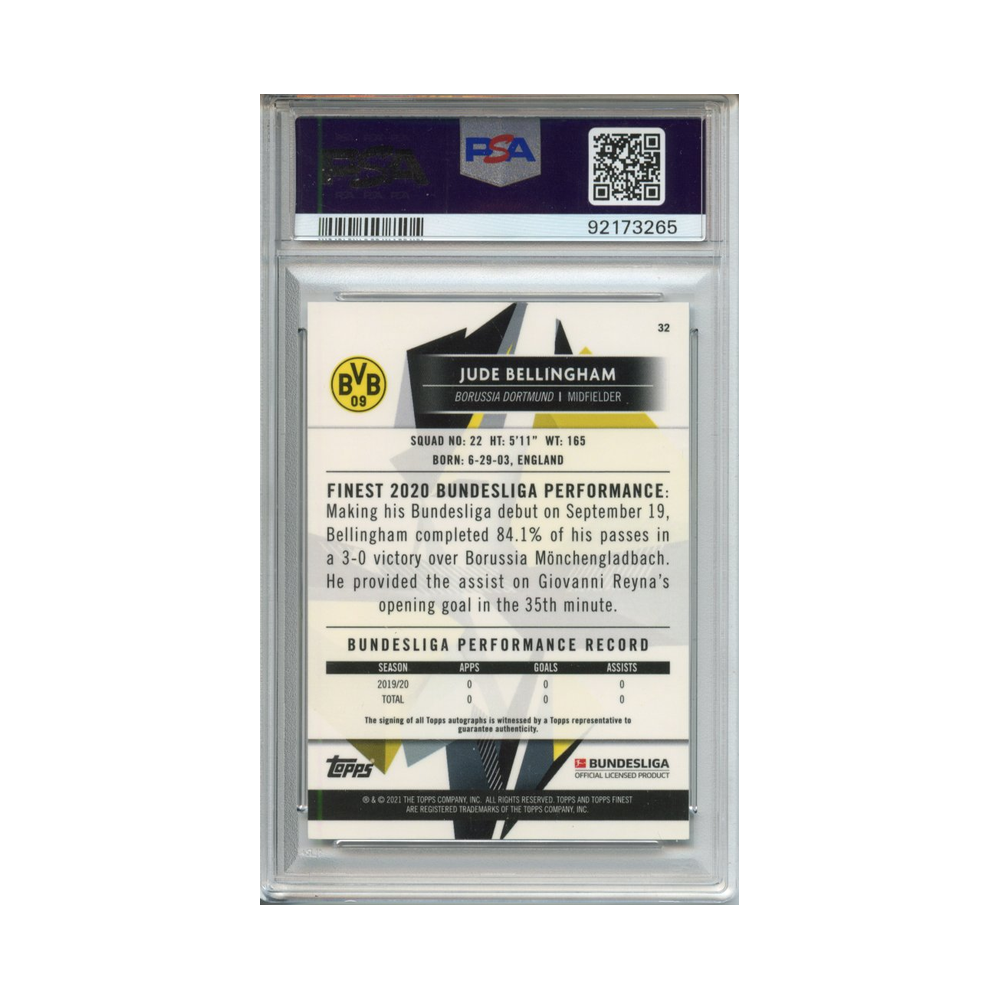 Jude-Bellingham-Autograph-2020-21-Finest-Bundesliga-PSA-10-Rückseite