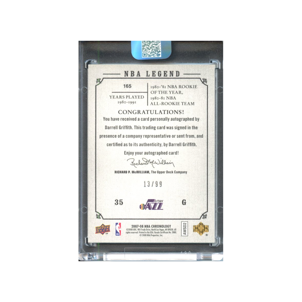 Darrell-Griffith-Autograph-/99-2007-Upper-Deck-Chronology-Rückseite