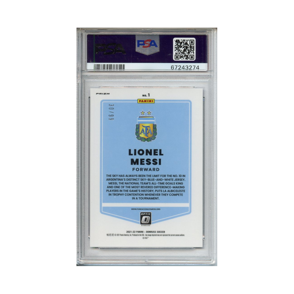 Lionel-Messi-Optic-Purple-Velocity-2021/22-Donruss-Road-to-Qatar-PSA-10-Rückseite