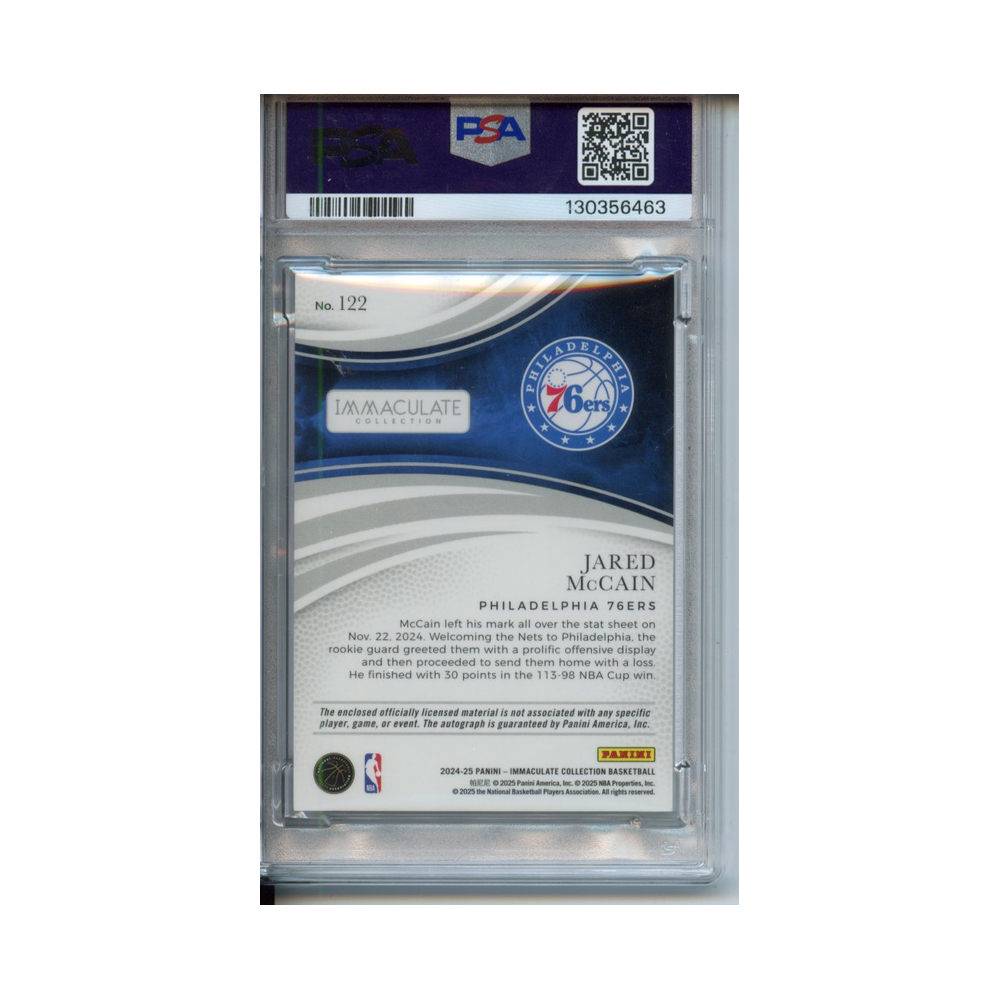 Jared-McCain-Patch-Autograph-2024-Immaculate-PSA-8-Rückseite