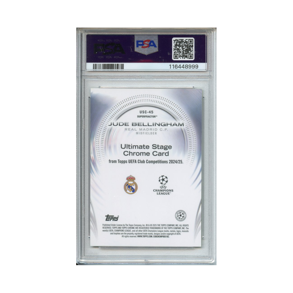 Jude-Bellingham-Ultrimate-Stage-Chrome--Super-1/1-2024-25-Topps-UEFA-CC-PSA-10-Rückseite