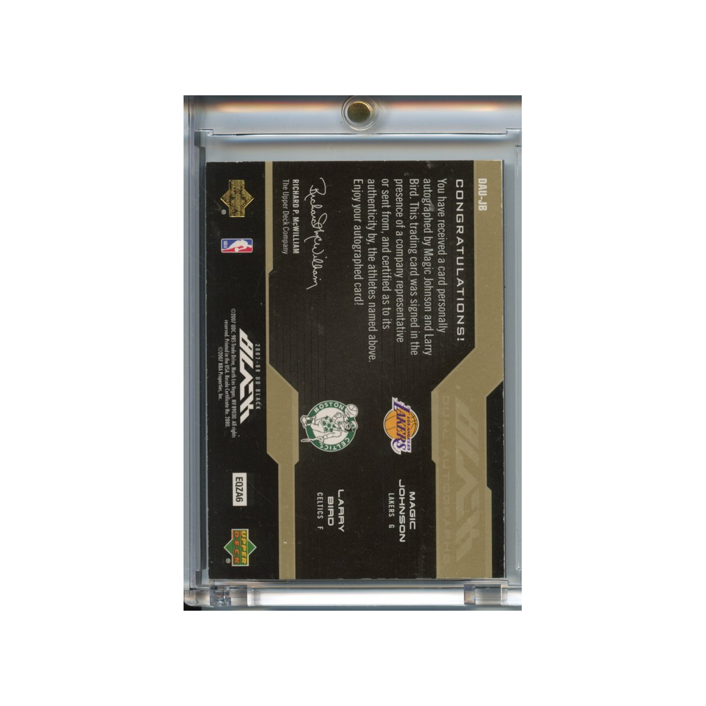 Magic-Johnson/-Larry-Bird-Dual-Autographs-/15-2007-Upper-Deck-Black-Rückseite