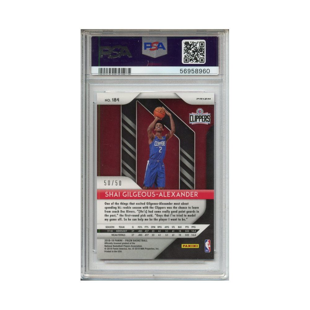 Shai-Gilgeous-Alexander-Fast-Break-Prizm--Pink-2018-Panini-Prizm-PSA-9-Rückseite