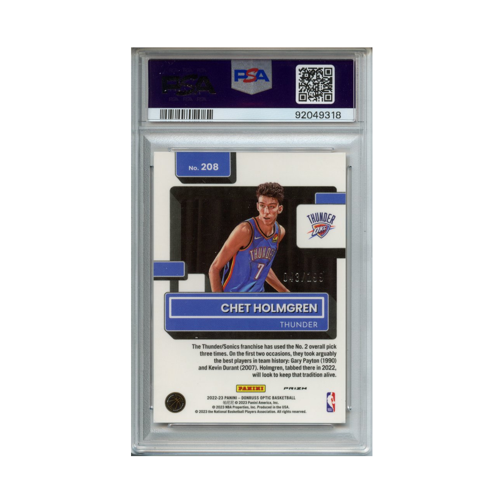 Chet-Holmgren-Orange-2022-Donruss-Optic-PSA-10-Rückseite