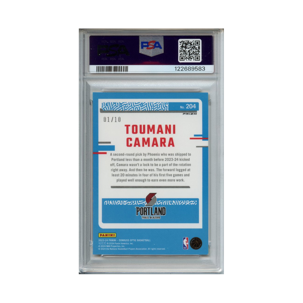 Toumani-Camara-Gold-International-2023-Donruss-Optic-PSA-10-Rückseite