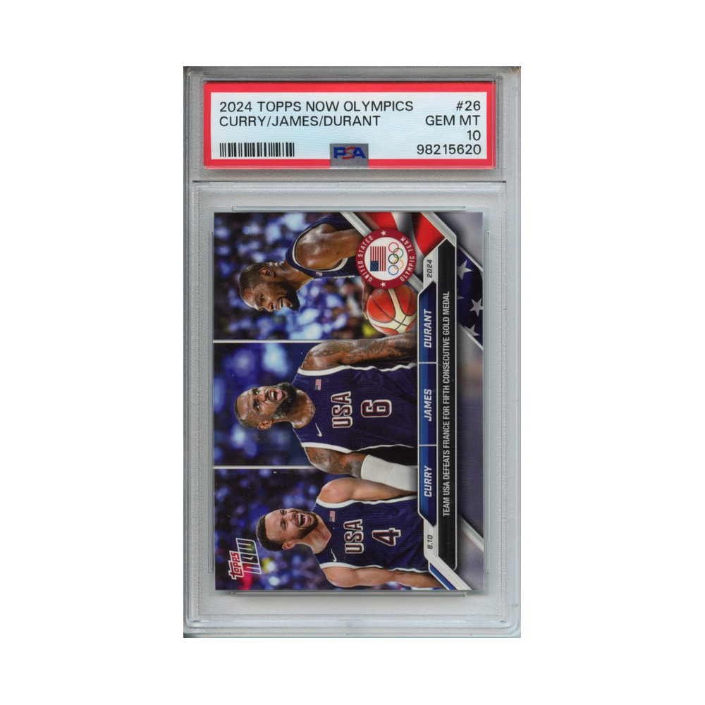 Curry/James/Durant-2024-Topps-Now-Olympics-#1-PSA-10-Vorderseite