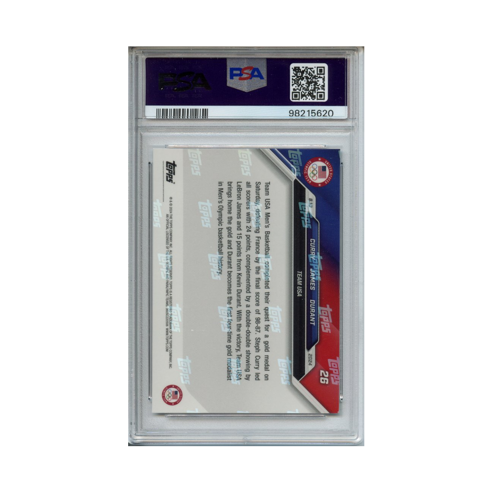 Curry/James/Durant-2024-Topps-Now-Olympics-#1-PSA-10-Rückseite