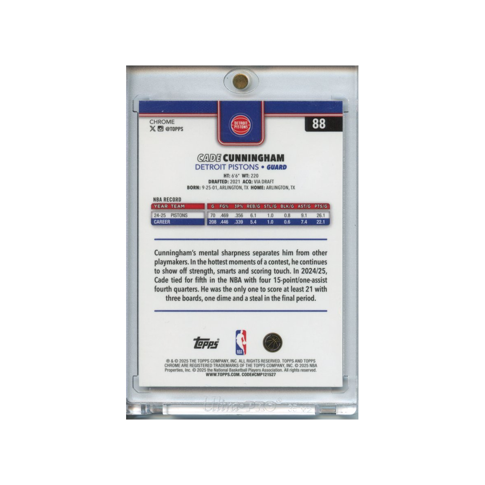 Cade-Cunningham-Purple-Sapphire-/75-2025-Topps-Chrome-Rückseite