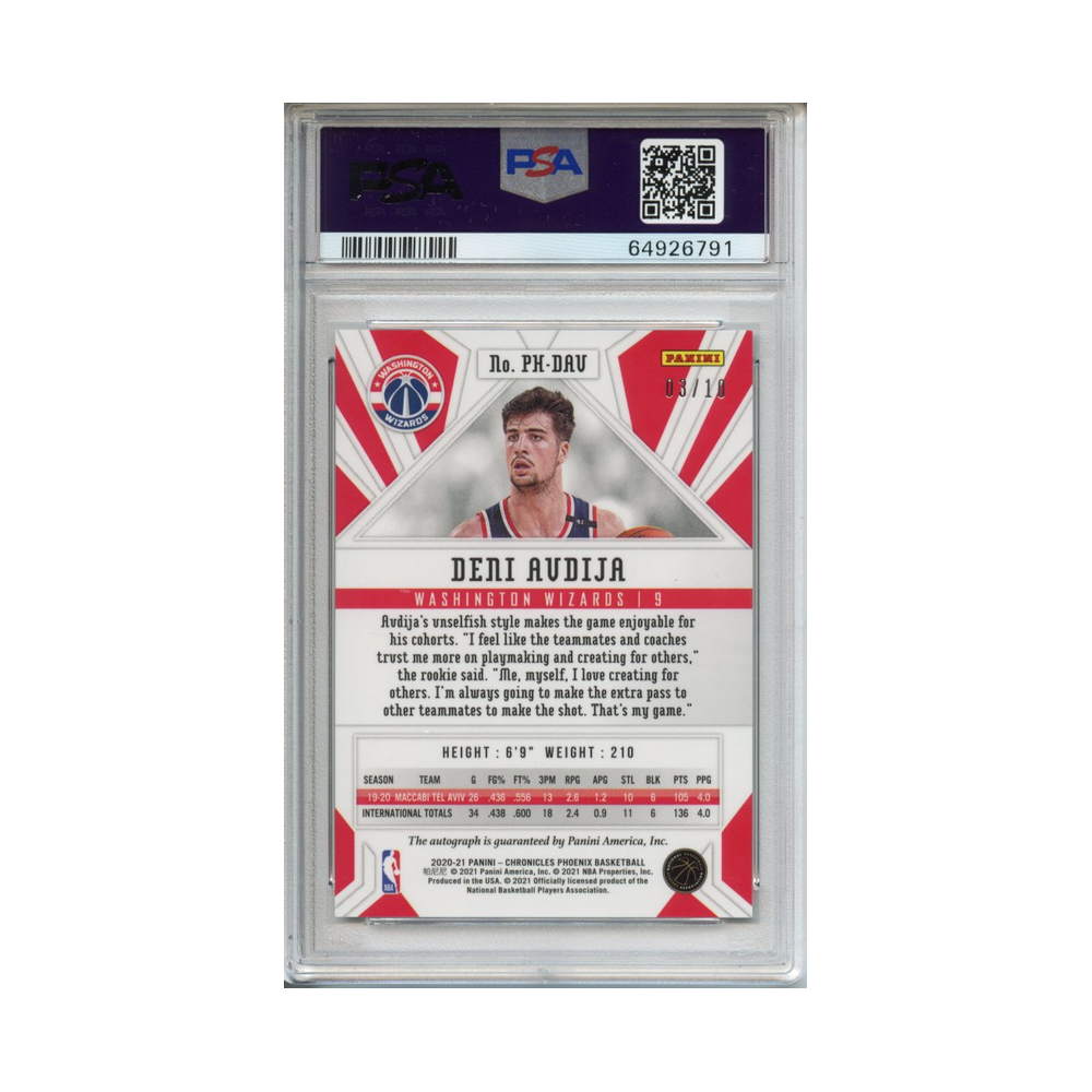 Deni-Avdija-Phoenix-Rookie-Auto-Gold-2020-Chronicles-PSA-9-Rückseite