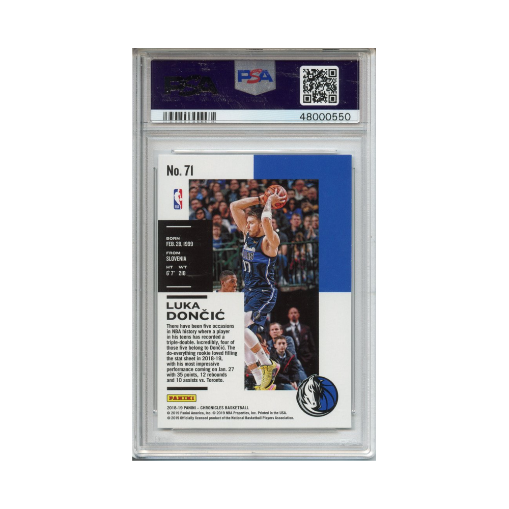 Luka-Doncic-Pink-2018-Panini-Chronicles-PSA-10-Rückseite
