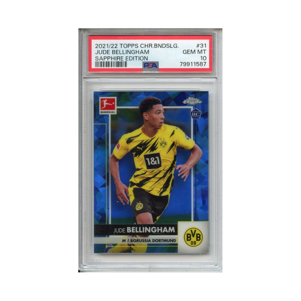 Jude-Bellingham-Sapphire-Edition-2021/22-Topps-Chrome-Bundesliga-PSA-10-Vorderseite