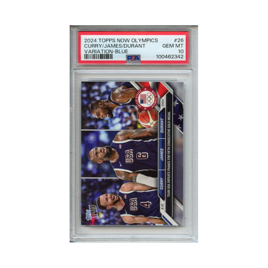 Curry/James/Durant-Variation-Blue-2024-Topps-Now-Olympics-#1-PSA-10-Vorderseite