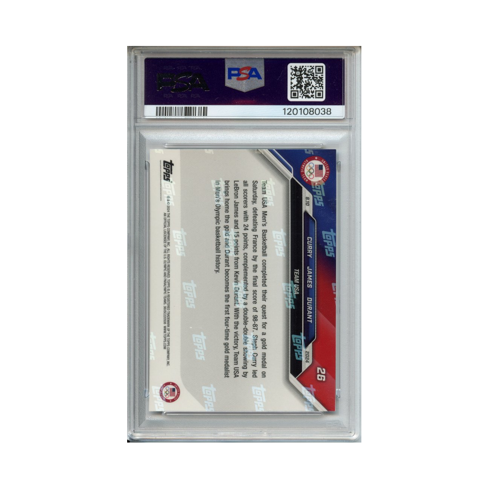 Curry/James/Durant-Variation-Blue-2024-Topps-Now-Olympics-#2-PSA-10-Rückseite