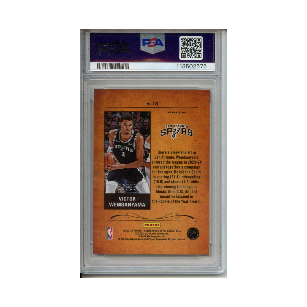 Victor-Wembanyama-Rookie-Roundup-INTL-B&W-2023-Conteders-Optic-PSA-10-Rückseite