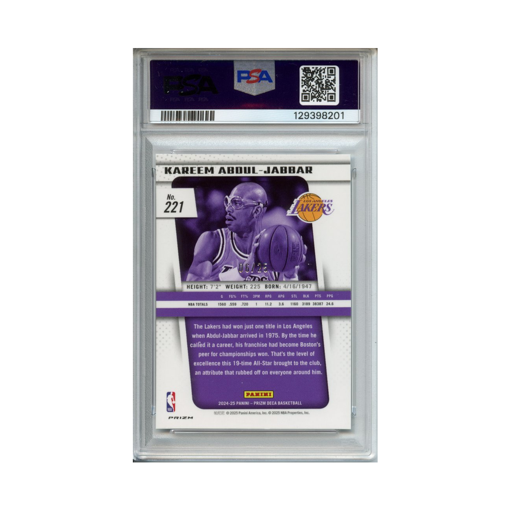Kareem-Abdul-Jabbar-Mojo-Prizm-2024-Prizm-Deca-PSA-10-Rückseite