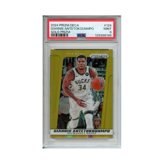 Giannis-Antetokounmpo-Gold-Prizm-2024-Prizm-Deca-PSA-9-Vorderseite