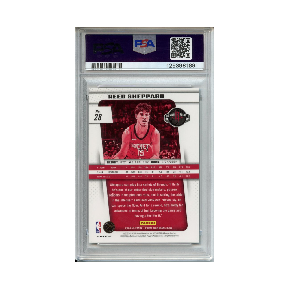 Reed-Sheppard-Black-Gold-Prizm-2024-Prizm-Deca-PSA-9-Rückseite