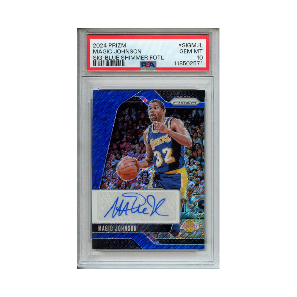 Magic-Johnson-Signature-Blue-Shimmer-FOTL-2024-Prizm-PSA-10-Vorderseite