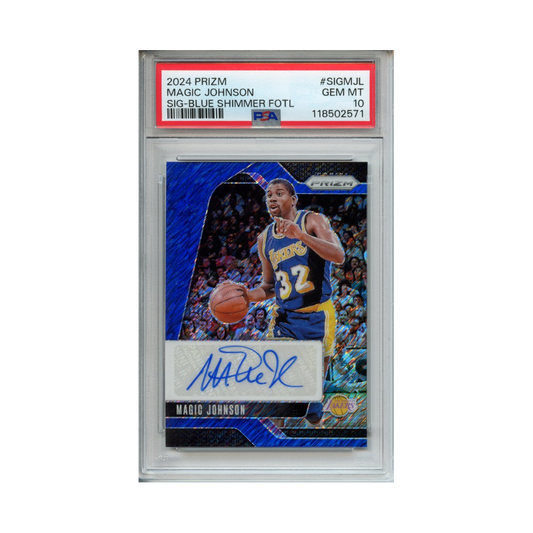 Magic-Johnson-Signature-Blue-Shimmer-FOTL-2024-Prizm-PSA-10-Vorderseite